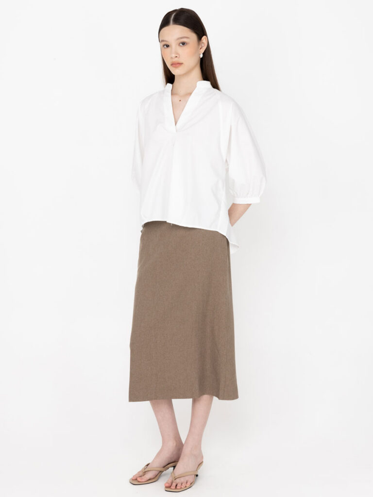 Essential Mandarin Oversized Shirt White Essential Mandarin Oversized Shirt White