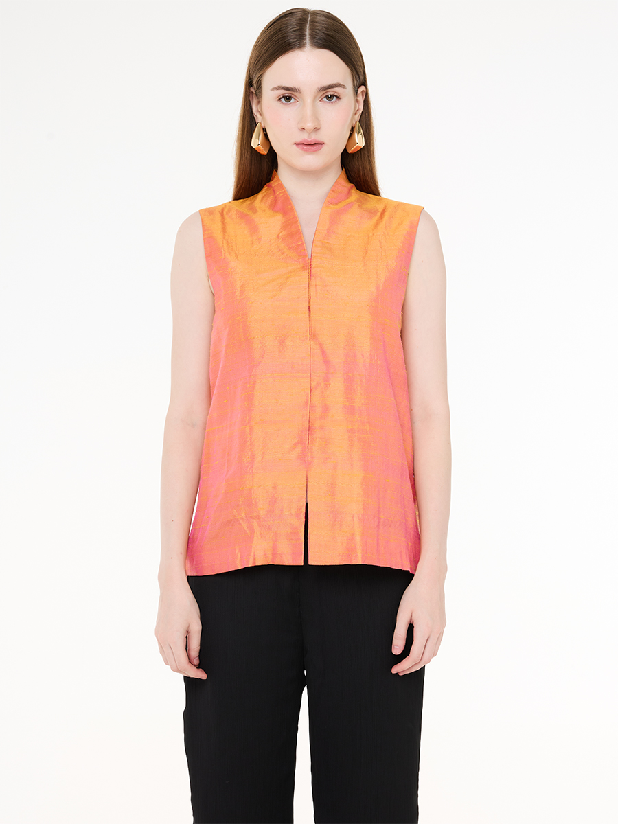 Sleeveless Collared Cherry Electric Aura
