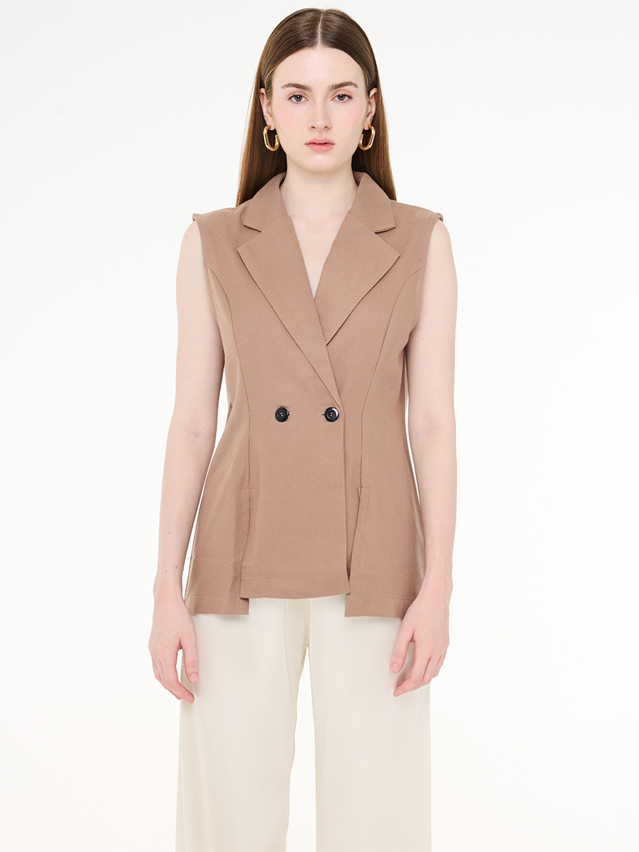 Georgia Blazer Top Chestnut Cream