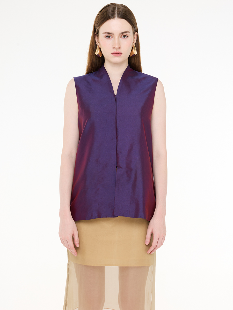 Sleeveless Collared Mystic Plum