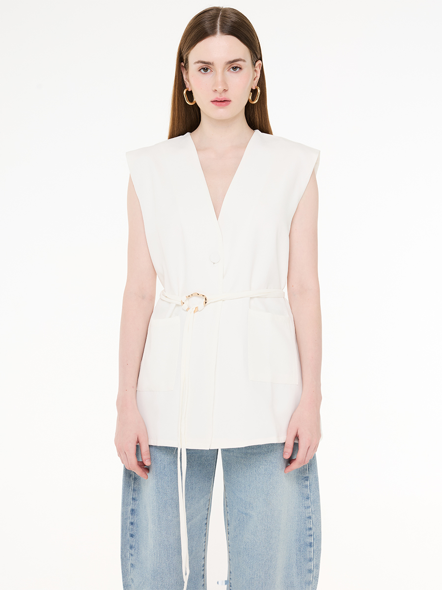 Melba Vest Top White