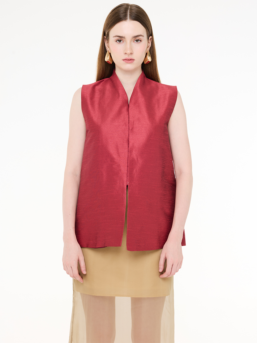 Sleeveless Collared Cherry
