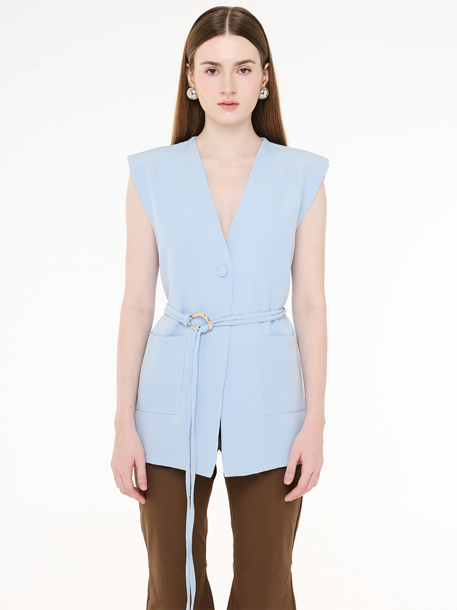 Melba Vest Top Powder Blue